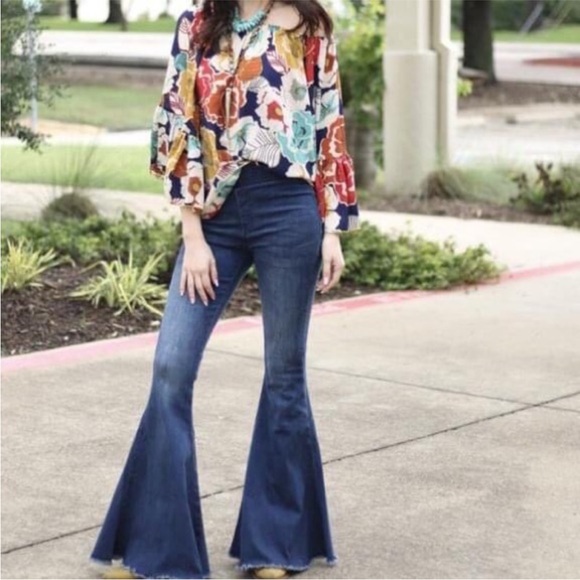Turquoise Haven best selling Bell Bottoms womens XS Flare Jeans western wide leg - Picture 1 of 8